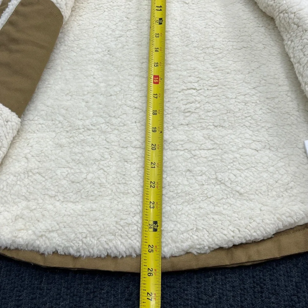 Eddie Bauer Kids Tan Canvas Sherpa Lined Quilted Puffer Vest‎ Size 14/16 XL